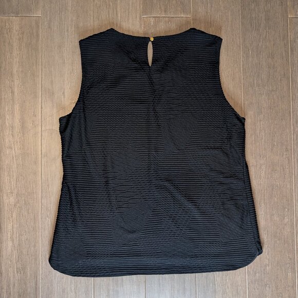 Calvin Klein, Textured Tank Blouse, Gold Chain Clasp, Black, Sz XL - Picture 3 of 9